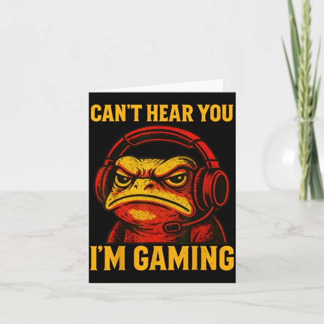 Tarjeta Funny Gamer Frog Men Women Boys Can't Hear You Vid (Anverso)