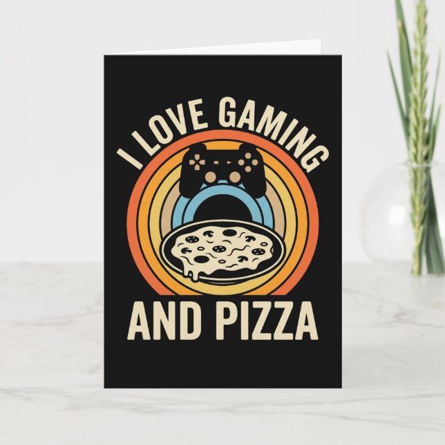 Tarjeta Funny Gamer Pizza Gaming Video Game Enthusiast Boy (Anverso)