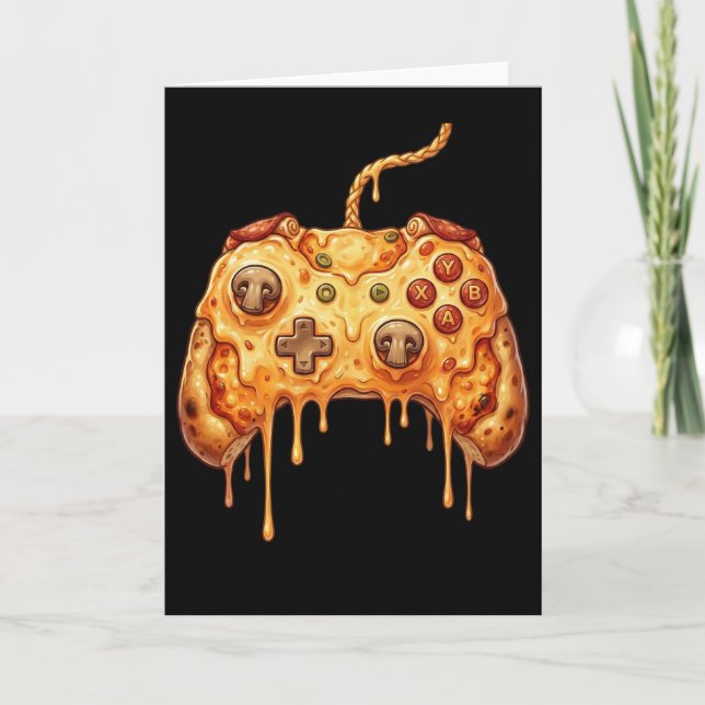 Tarjeta Funny Gamer Pizza Gaming Video Game Enthusiast Boy (Anverso)