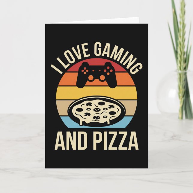 Tarjeta Funny Gamer Pizza Gaming Video Game Enthusiast Boy (Anverso)