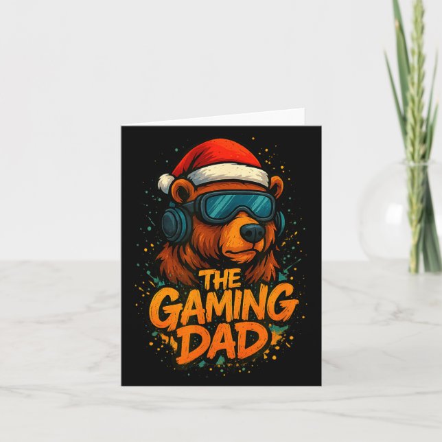 Tarjeta Funny Gaming Dad Christmas Outfit Gamer Gift  (Anverso)