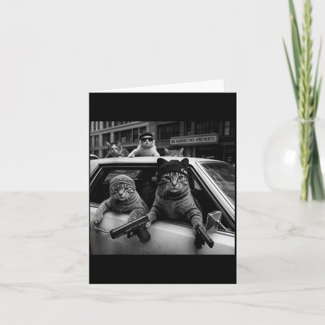 Tarjeta Funny Gangster Cats Men Women Lover Cat Street Gra (Anverso)