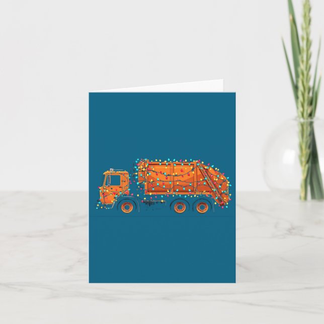 Tarjeta Funny Garbage Truck Christmas Graphics Lights Love (Anverso)