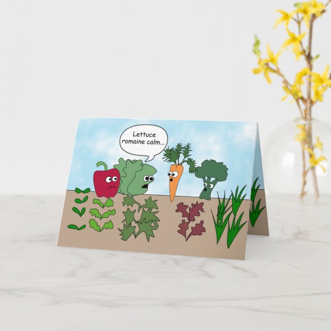 Tarjeta Funny Garden Vegetales Birday Pun para Vegan (flor amarilla)