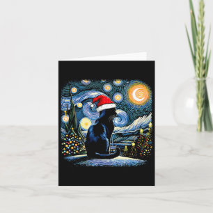 Tarjeta Funny Gato Negro Santa Hat Navidades Noche Merry C