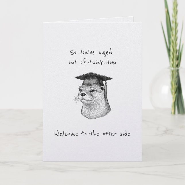 Tarjeta Funny Gay Twink 30th Otter Birthday Card punny (Anverso)