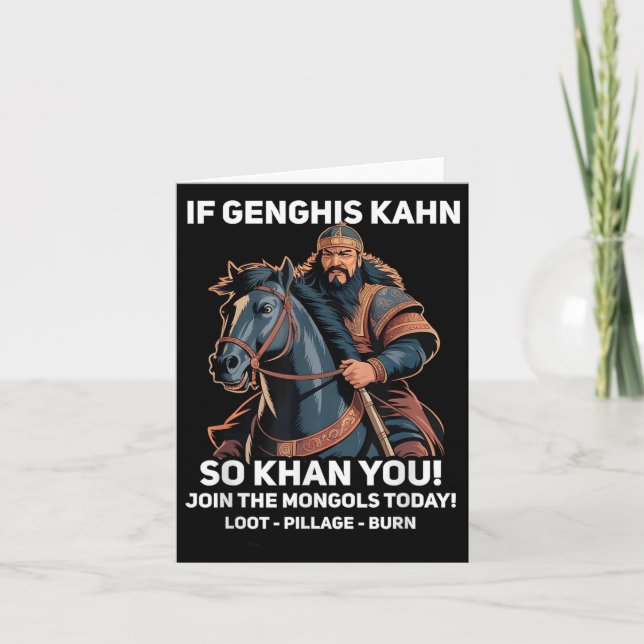 Tarjeta Funny Genghis Khan cita divertida historia de Mong (Anverso)