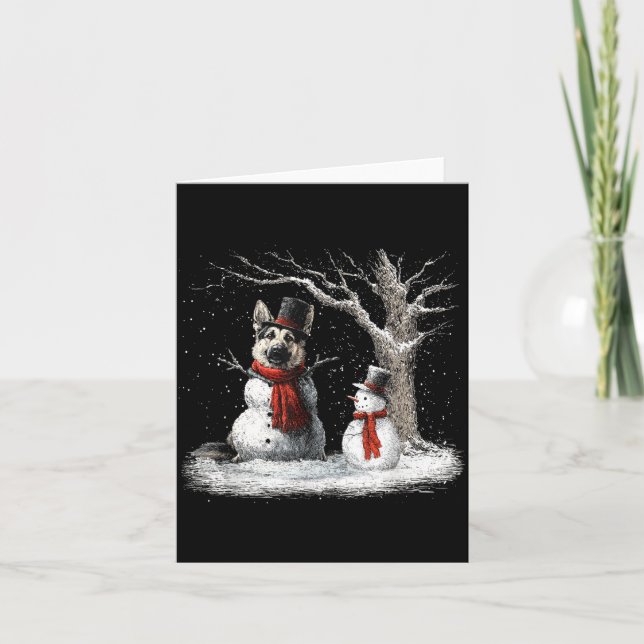 Tarjeta Funny German Shepherd Dog In The Snow Tree Christm (Anverso)