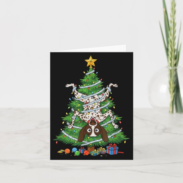 Tarjeta Funny German Shorthaired Inter Dog Christmas Tree  (Anverso)