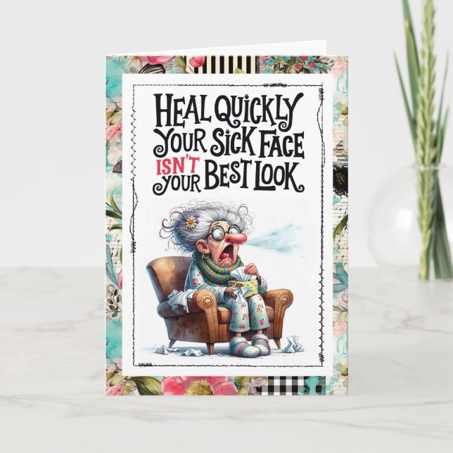 Tarjeta Funny Get Well Sick Humor Best Medicine (Anverso)