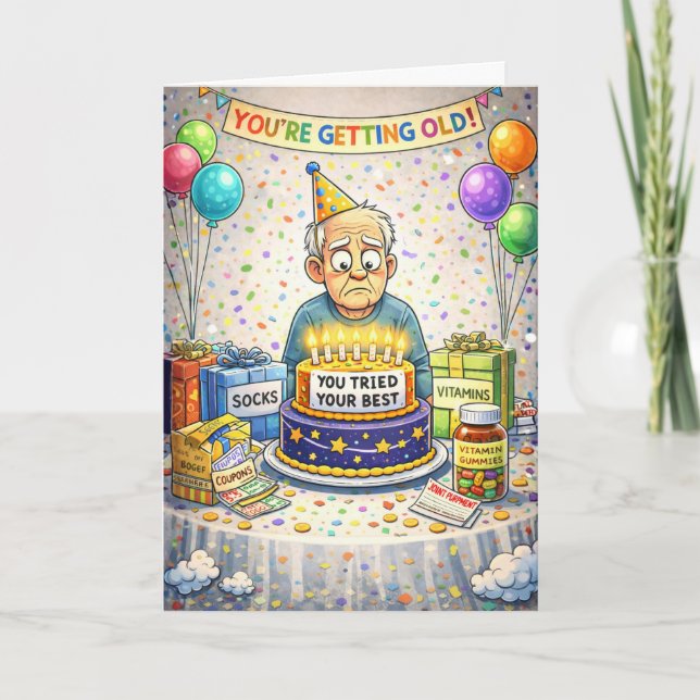 Tarjeta Funny Getting Old Birthday Card (Anverso)