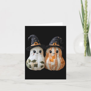 Tarjeta Funny Ghost Pumpkin Cum Halloween Patchwork Art
