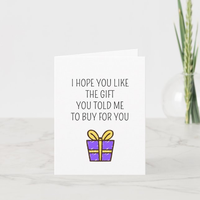 Tarjeta Funny Gift Chiste Birthday Card (Anverso)