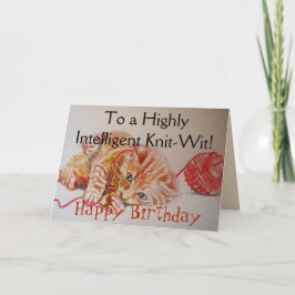 Tarjeta Funny Ginger Cat Knitt Knit Wool Birthday Card