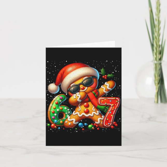 Tarjeta Funny Gingerbread Dabbing Six Seven 67 Meme Christ (Anverso)