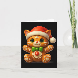 Tarjeta Funny Gingerbread Man Cat Navidades Mujeres Mens G
