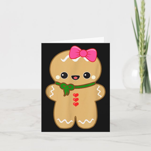 Tarjeta Funny Gingerbread Man Christmas Women &amp; Girl T (Anverso)