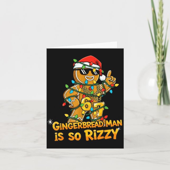 Tarjeta Funny Gingerbread Man Is So Rizzy Christmas Meme 6 (Anverso)