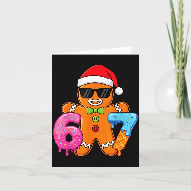 Tarjeta Funny Gingerbread Six Seven 67 Ice Cream Drip Chri (Anverso)