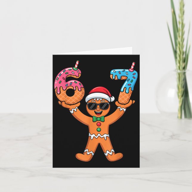 Tarjeta Funny Gingerbread Six Seven Meme Christmas Brainro (Anverso)