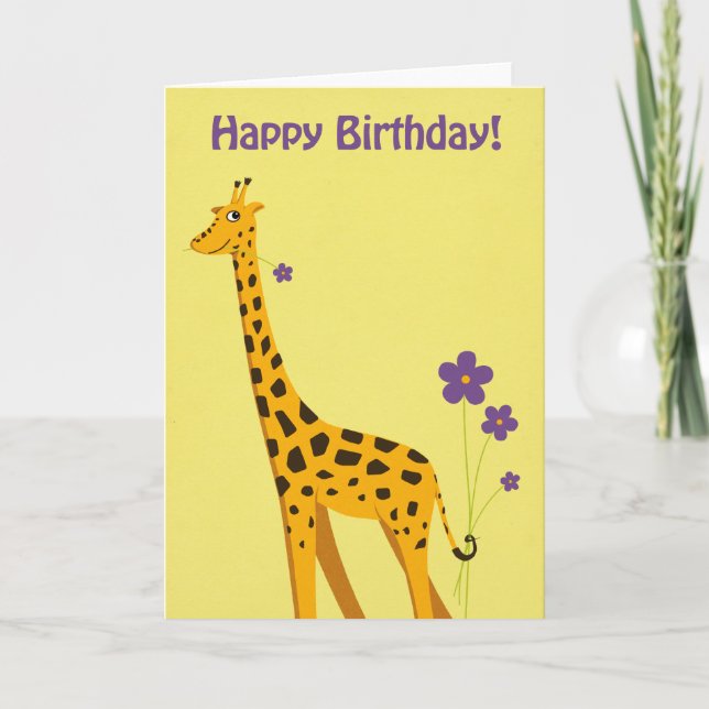 Tarjeta Funny Giraffe Birthday (Anverso)