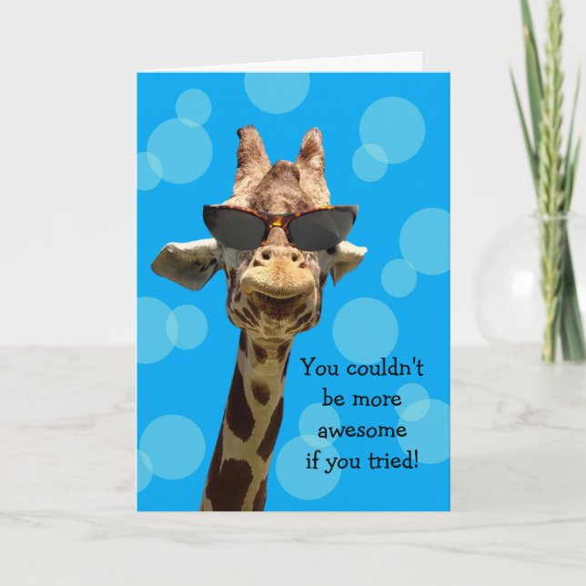 Tarjeta Funny Giraffe Birthday Card (Anverso)