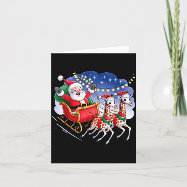 Tarjeta Funny Giraffe Lover Xmas Giraffe Santa Christmas S (Anverso)