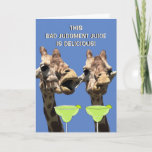 Tarjeta Funny Giraffe Margarita Birthday Card<br><div class="desc">Graciosa tarjeta de cumpleaños de jirafa que es personalizable con tu mensaje personalizado.</div>