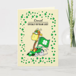 Tarjeta Funny Giraffe | Nombre personalizado San Patricio