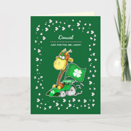 Tarjeta Funny Giraffe | Nombre personalizado San Patricio