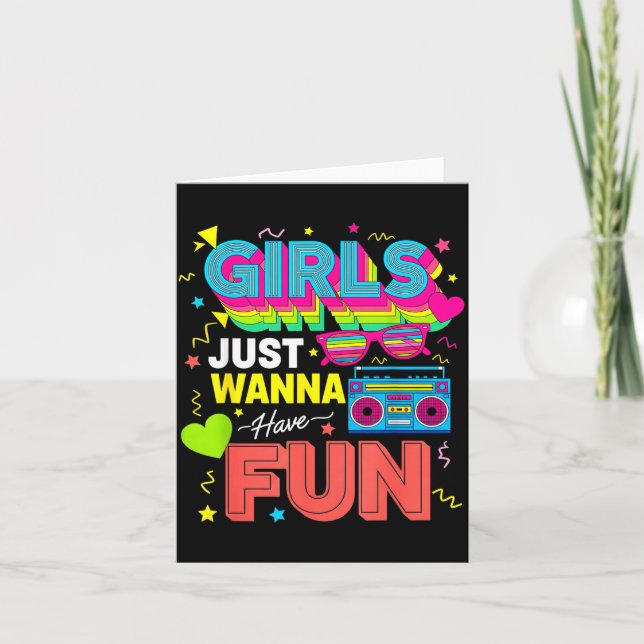 Tarjeta Funny Girls Just W Have Fun Awesome 70's 80's 90's (Anverso)