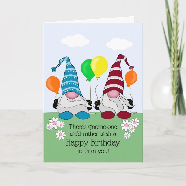Tarjeta Funny Gnome Birthday Card (Anverso)