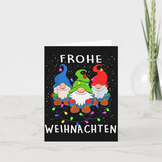 Tarjeta Funny Gnomes Merry Christmas Frohe Weihnachten  (Anverso)