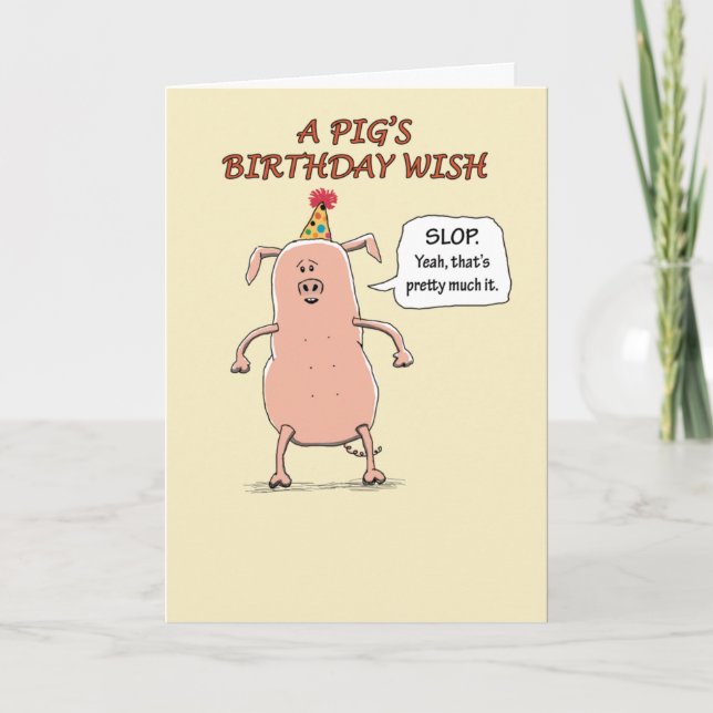 Tarjeta Funny Go Hog Wilthday (Anverso)