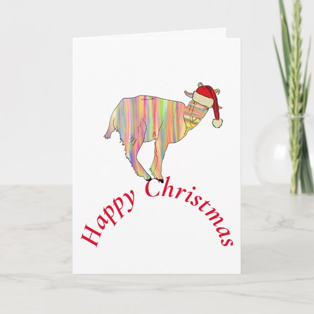 Tarjeta Funny Goat Happy Navidades (Anverso)