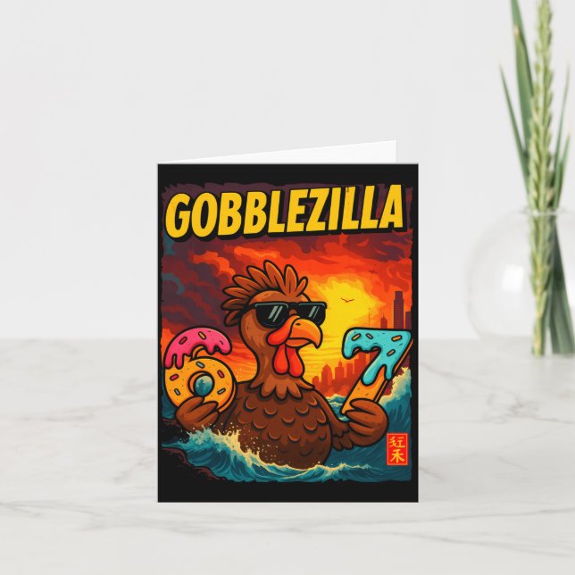 Tarjeta Funny Gobblezilla Meme Thanksgiving And 6-7 Christ (Anverso)