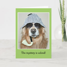 Tarjeta Funny Golden Retriever Detective Dog Cumpleaños