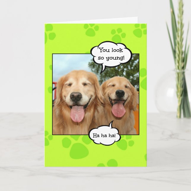 Tarjeta Funny Golden Retriever Golden Oldie Birthday (Anverso)