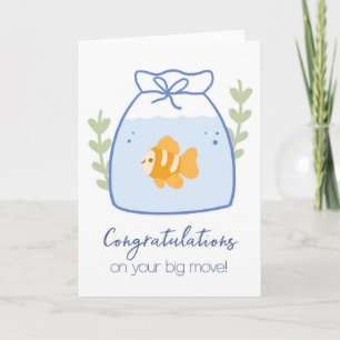 Tarjeta Funny Goldfish Felicitaciones Nuevo trabajo en cas