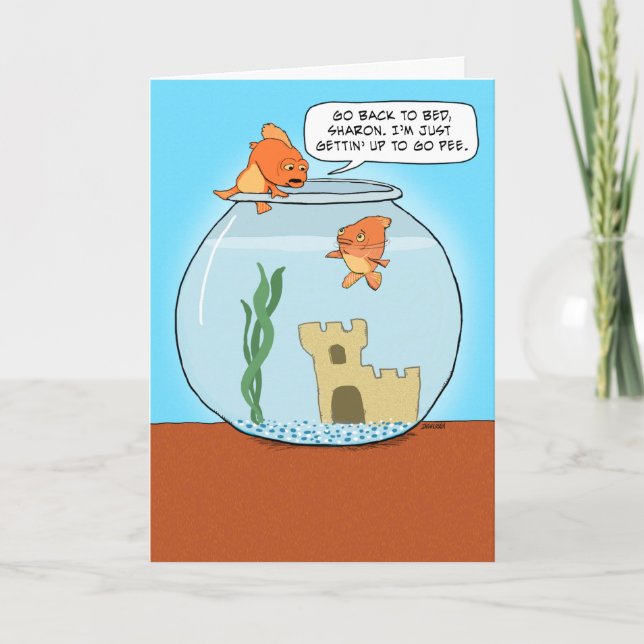 Tarjeta Funny Goldfish Pee Birthday Card (Anverso)
