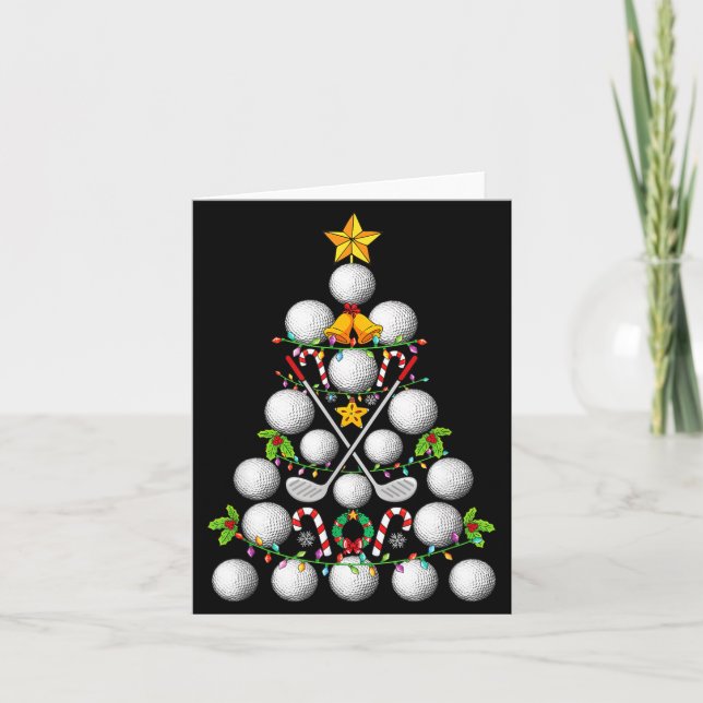 Tarjeta Funny Golf Ball Christmas Tree Christmas Golf Love (Anverso)