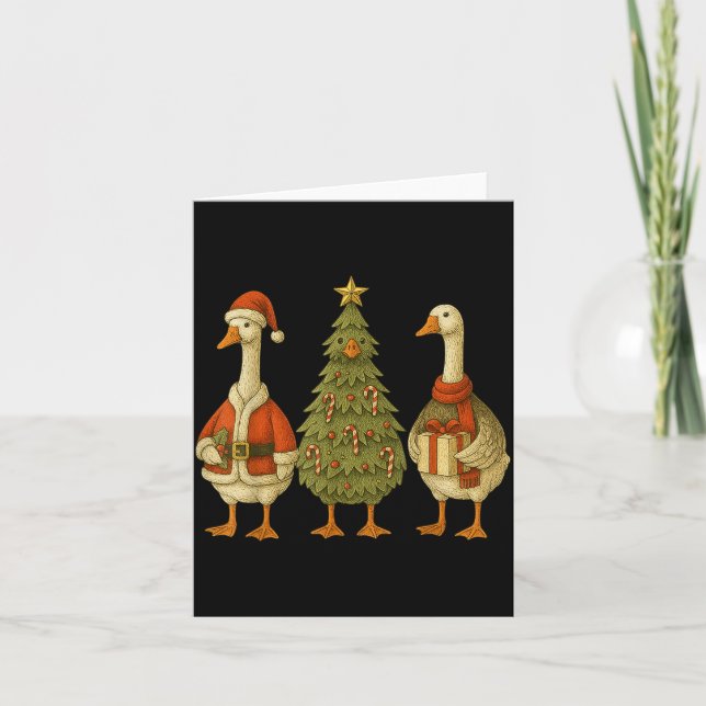 Tarjeta Funny Goose Christmas Lights Goose Cute Xmas Holid (Anverso)