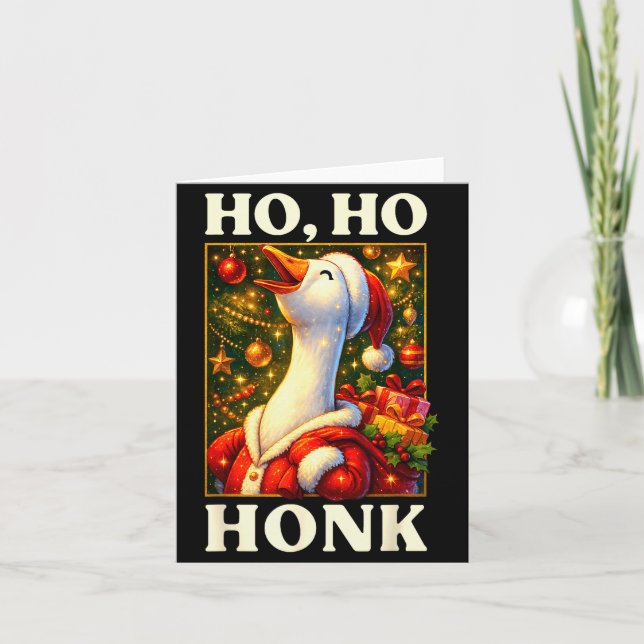 Tarjeta Funny Goose Ho Ho Honk Christmas Outfit For Men Wo (Anverso)