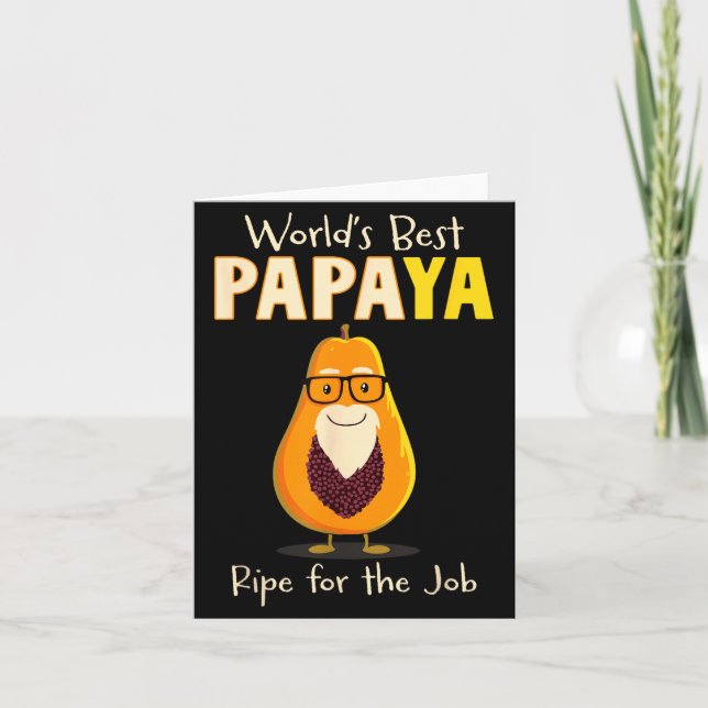 Tarjeta Funny Grandfather World's Papa Papaya Pun  (Anverso)
