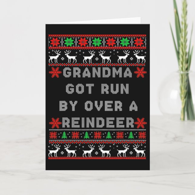 Tarjeta Funny Grandma Got Run Over By A Reindeer  (Anverso)