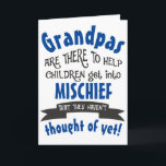 Tarjeta Funny Grandpa Mischief Birday<br><div class="desc">Una tarjeta divertida para el abuelo (o tu propio nombre personalizado para él). Si tu abuelo siempre está haciendo que los niños se malinterpreten,  entonces este es el diseño perfecto para él. ¡Envíenlo de los nietos y háganlo sonreír!</div>