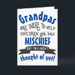Tarjeta Funny Grandpa Mischief Birday<br><div class="desc">Una tarjeta divertida para el abuelo (o tu propio nombre personalizado para él). Si tu abuelo siempre está haciendo que los niños se malinterpreten,  entonces este es el diseño perfecto para él. ¡Envíenlo de los nietos y háganlo sonreír!</div>