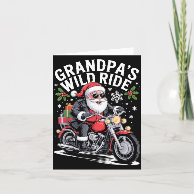 Tarjeta Funny Grandpa's Biker Ride Christmas Motorcycle Sa (Anverso)