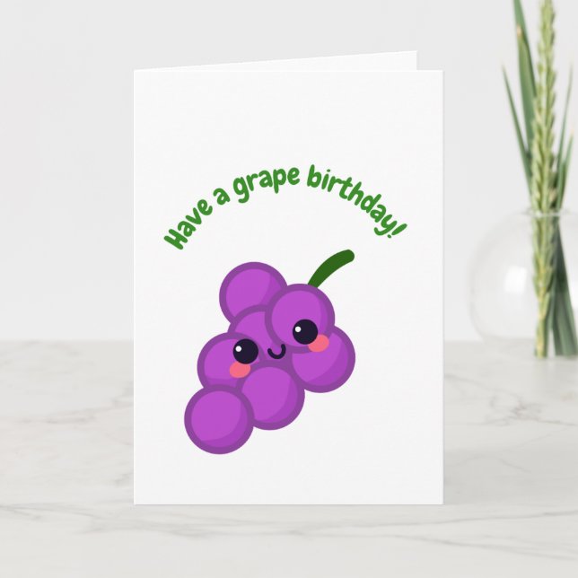 Tarjeta Funny Grape Pun Happy Birday Card (Anverso)