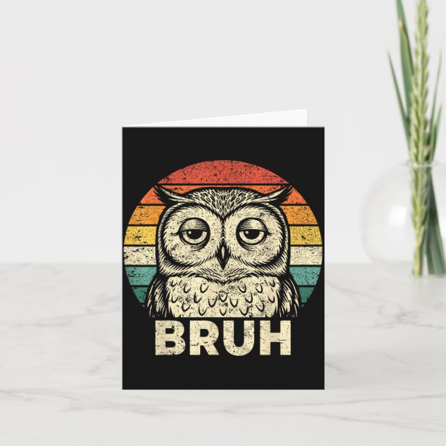 Tarjeta Funny Graphic Tees Owl Bruh For Boys Girls Men Wom (Anverso)